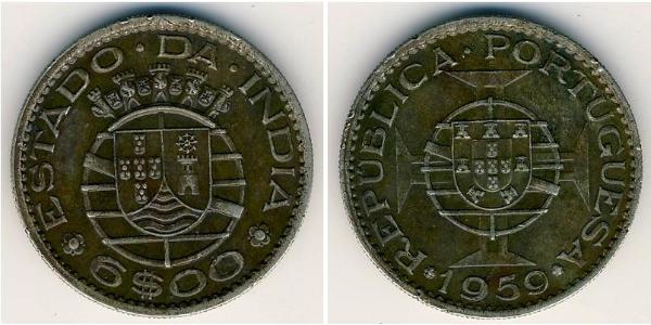 6 Escudo 葡屬印度 (1505 - 1961) 銅/镍 