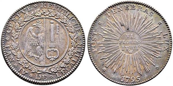 6 Florin / 1/2 Thaler Schweiz Silber 