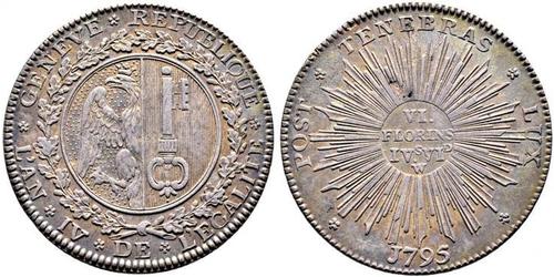 6 Florin / 1/2 Thaler 瑞士 銀 