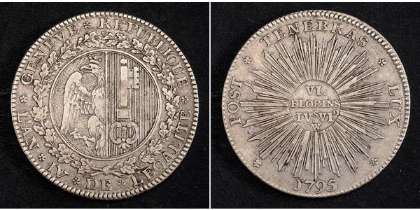 6 Florin / 1/2 Thaler 瑞士 銀 