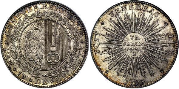 6 Florin / 1/2 Thaler 瑞士 銀 