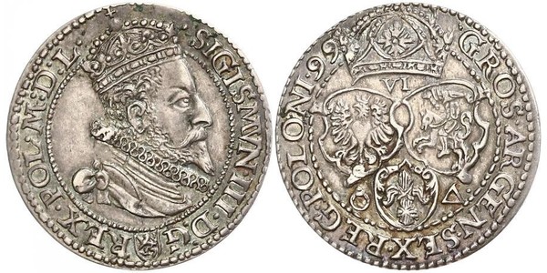 6 Grosh Confederazione Polacco-Lituana (1569-1795) Argento Sigismund III