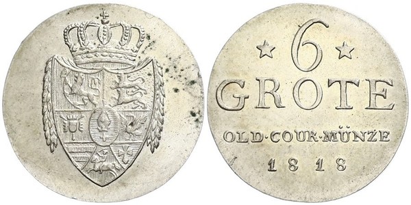 6 Grote 联邦州 (德国) 銀 Peter Friedrich Wilhelm (1754 - 1823)