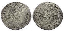 6 Kreuzer Bohême Argent Charles VI du Saint-Empire (1685-1740)