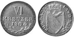 6 Kreuzer Grand-duché de Bade (1806-1918) Argent 