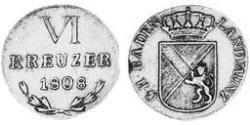 6 Kreuzer Grand-duché de Bade (1806-1918) Argent 