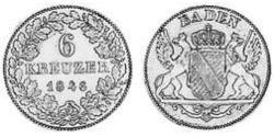 6 Kreuzer Grand-duché de Bade (1806-1918) Argent 