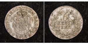 6 Kreuzer Grand-duché de Bade (1806-1918) Argent 