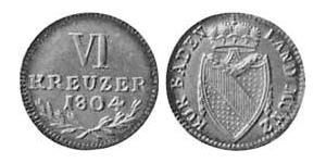 6 Kreuzer Grand-duché de Bade (1806-1918) Argent 