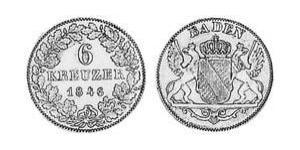 6 Kreuzer Grand-duché de Bade (1806-1918) Argent 