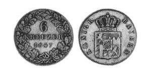6 Kreuzer Royaume de Bavière (1806 - 1918) Argent Louis Ier de Bavière(1786 – 1868)