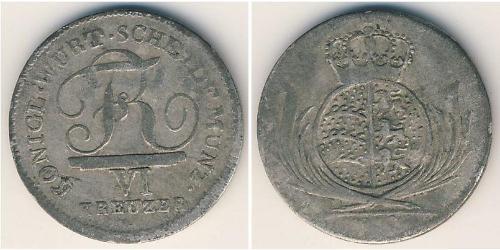 6 Kreuzer Royaume de Wurtemberg (1806-1918) Argent 