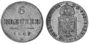 6 Kreuzer Impero austriaco (1804-1867) Argento 