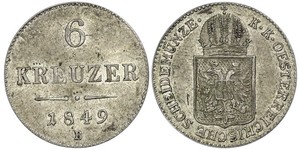 6 Kreuzer Impero austriaco (1804-1867) Argento 