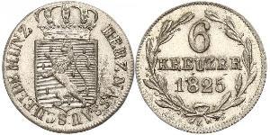 6 Kreuzer Nassau (stato) (1806 - 1866) Argento Guglielmo di Nassau