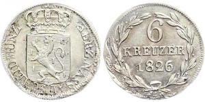 6 Kreuzer Nassau (stato) (1806 - 1866) Argento Guglielmo di Nassau