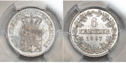 6 Kreuzer Regno di Baviera (1806 - 1918) Argento Ludovico II di Baviera(1845 – 1886)