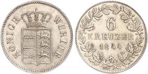 6 Kreuzer Regno di Württemberg (1806-1918) Argento 