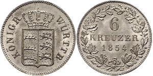 6 Kreuzer Regno di Württemberg (1806-1918) Argento 