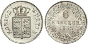 6 Kreuzer Regno di Württemberg (1806-1918) Argento 