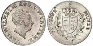 6 Kreuzer Regno di Württemberg (1806-1918) Argento Guglielmo I di Württemberg