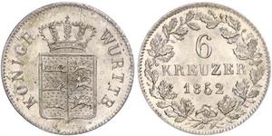 6 Kreuzer Regno di Württemberg (1806-1918) Argento 