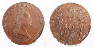 6 Kreuzer Sacro Imperio Romano (962-1806) Cobre Francis II, Holy Roman Emperor (1768 - 1835)