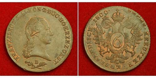 6 Kreuzer Sacro Imperio Romano (962-1806) Cobre Francis II, Holy Roman Emperor (1768 - 1835)