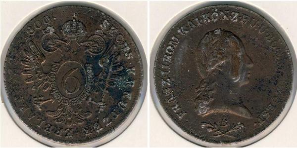6 Kreuzer Holy Roman Empire (962-1806) Copper Francis II, Holy Roman Emperor (1768 - 1835)