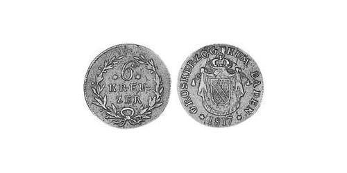 6 Kreuzer Gran Ducado de Baden (1806-1918) Plata 