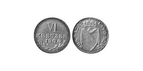 6 Kreuzer Gran Ducado de Baden (1806-1918) Plata 