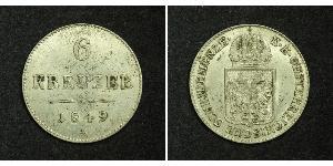 6 Kreuzer Imperio austríaco (1804-1867) Plata 