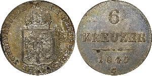 6 Kreuzer Imperio austríaco (1804-1867) Plata 