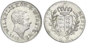 6 Kreuzer Reino de Wurtemberg (1806-1918) Plata Guillermo I de Wurtemberg