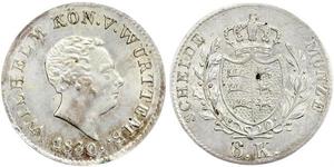 6 Kreuzer Reino de Wurtemberg (1806-1918) Plata Guillermo I de Wurtemberg