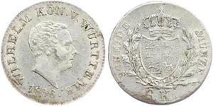 6 Kreuzer Reino de Wurtemberg (1806-1918) Plata Guillermo I de Wurtemberg