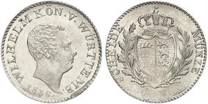 6 Kreuzer Reino de Wurtemberg (1806-1918) Plata Guillermo I de Wurtemberg