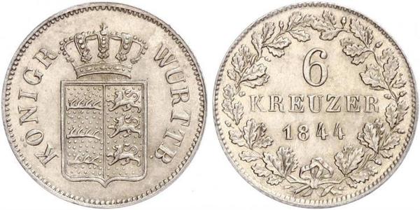 6 Kreuzer Reino de Wurtemberg (1806-1918) Plata 