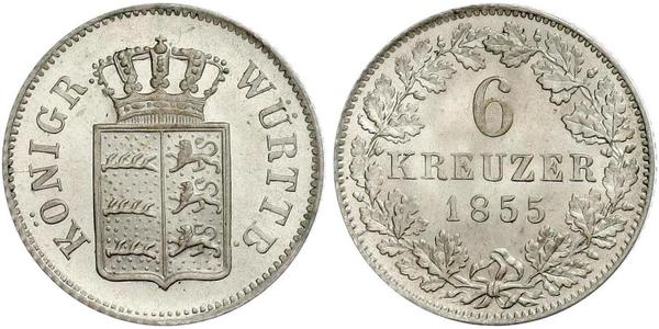 6 Kreuzer Reino de Wurtemberg (1806-1918) Plata 
