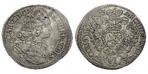 6 Kreuzer Böhmen Silber Karl VI, Römisch-deutscher Kaiser (1685-1740)