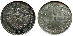6 Kreuzer Freie Stadt Frankfurt Silber 