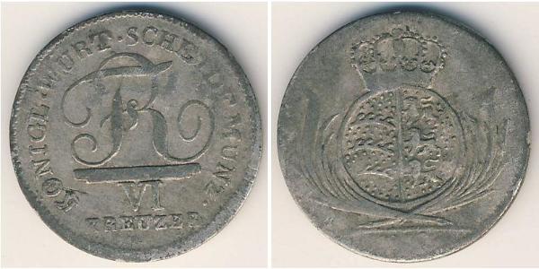 6 Kreuzer Königreich Württemberg (1806-1918) Silber 