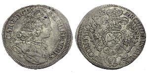 6 Kreuzer Bohemia Silver Charles VI, Holy Roman Emperor (1685-1740)