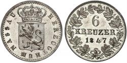 6 Kreuzer Duchy of Nassau (1806 - 1866) / States of Germany Silver Adolphe, Grand Duke of Luxembourg