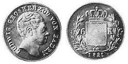 6 Kreuzer Grand Duchy of Baden (1806-1918) Silver Louis I, Grand Duke of Baden (1763 - 1830)