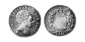 6 Kreuzer Grand Duchy of Baden (1806-1918) Silver Louis I, Grand Duke of Baden (1763 - 1830)