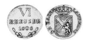 6 Kreuzer Grand Duchy of Baden (1806-1918) Silver 