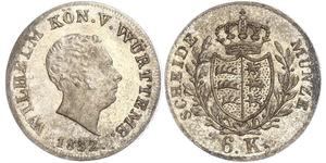 6 Kreuzer Kingdom of Württemberg (1806-1918) Silver William I of Württemberg