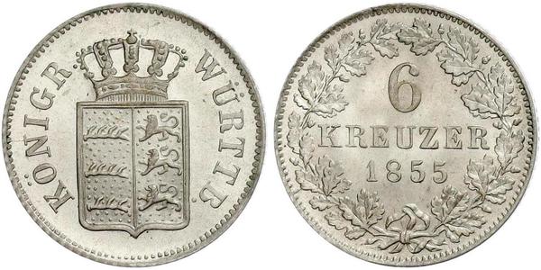 6 Kreuzer Kingdom of Württemberg (1806-1918) Silver 