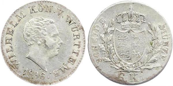 6 Kreuzer Kingdom of Württemberg (1806-1918) 銀 威廉一世 (符腾堡)